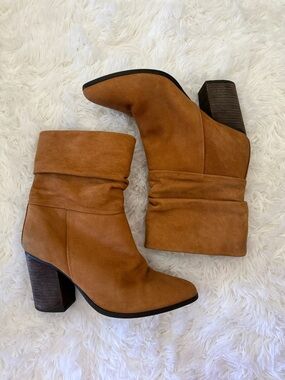 Aldo Cognac Slouchy Block Heel Ankle Boots